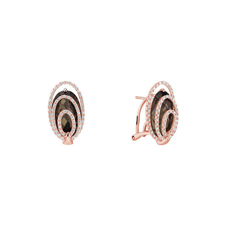 Diamond earrings with Quartz Queen Treasure