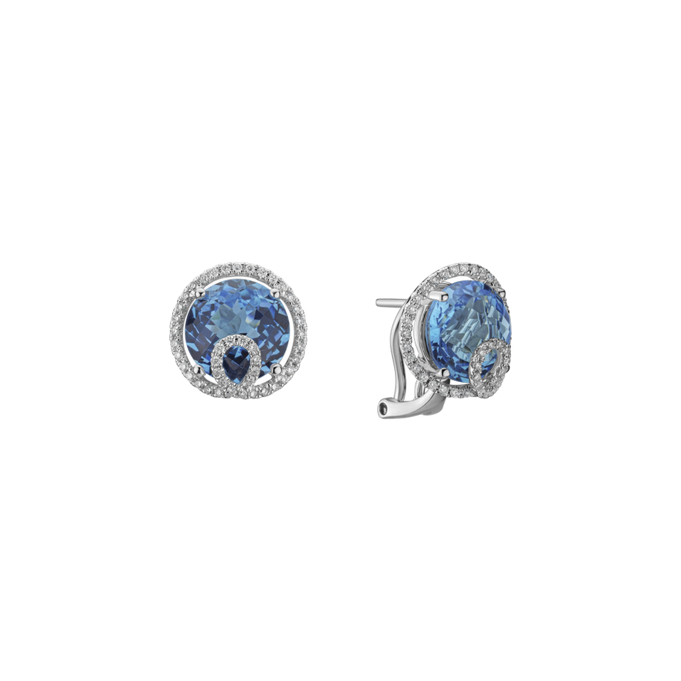 Diamond earrings with Topaz Mannette