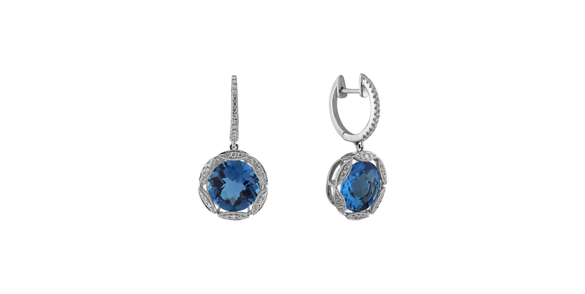Diamond earrings with Topaz Astral Projection