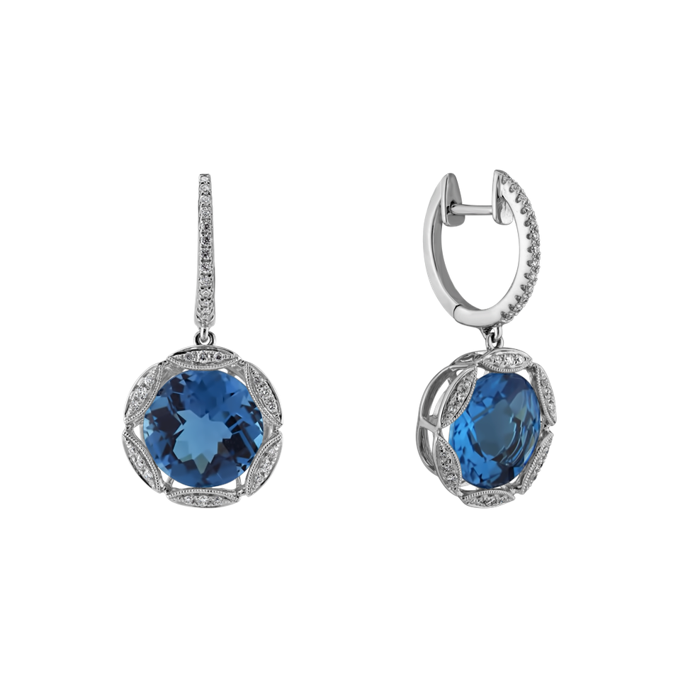Diamond earrings with Topaz Astral Projection