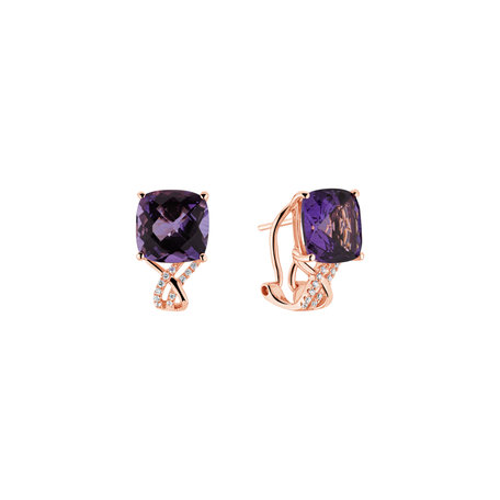 Diamond earrings with Amethyst Velvet Tango
