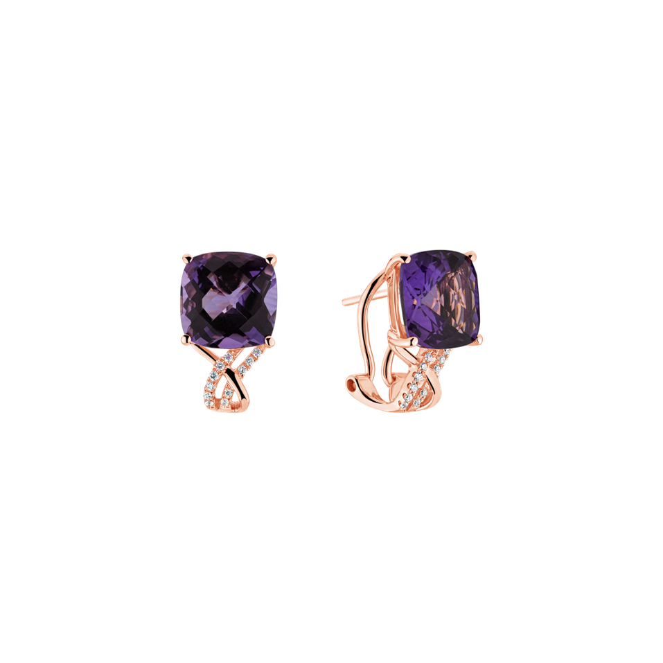 Diamond earrings with Amethyst Velvet Tango