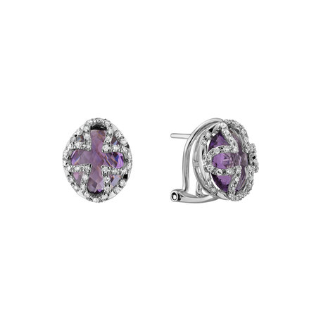 Diamond earrings with Amethyst Hamilton