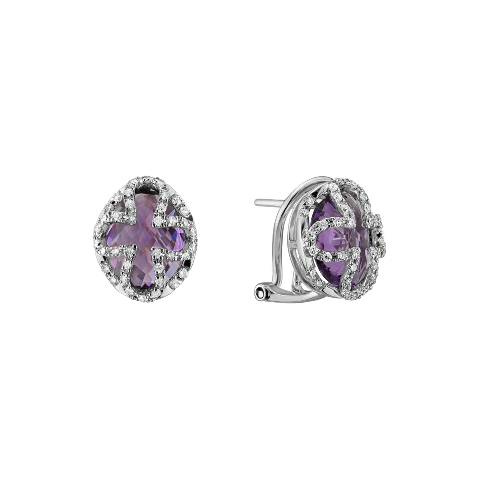 Diamond earrings with Amethyst Hamilton
