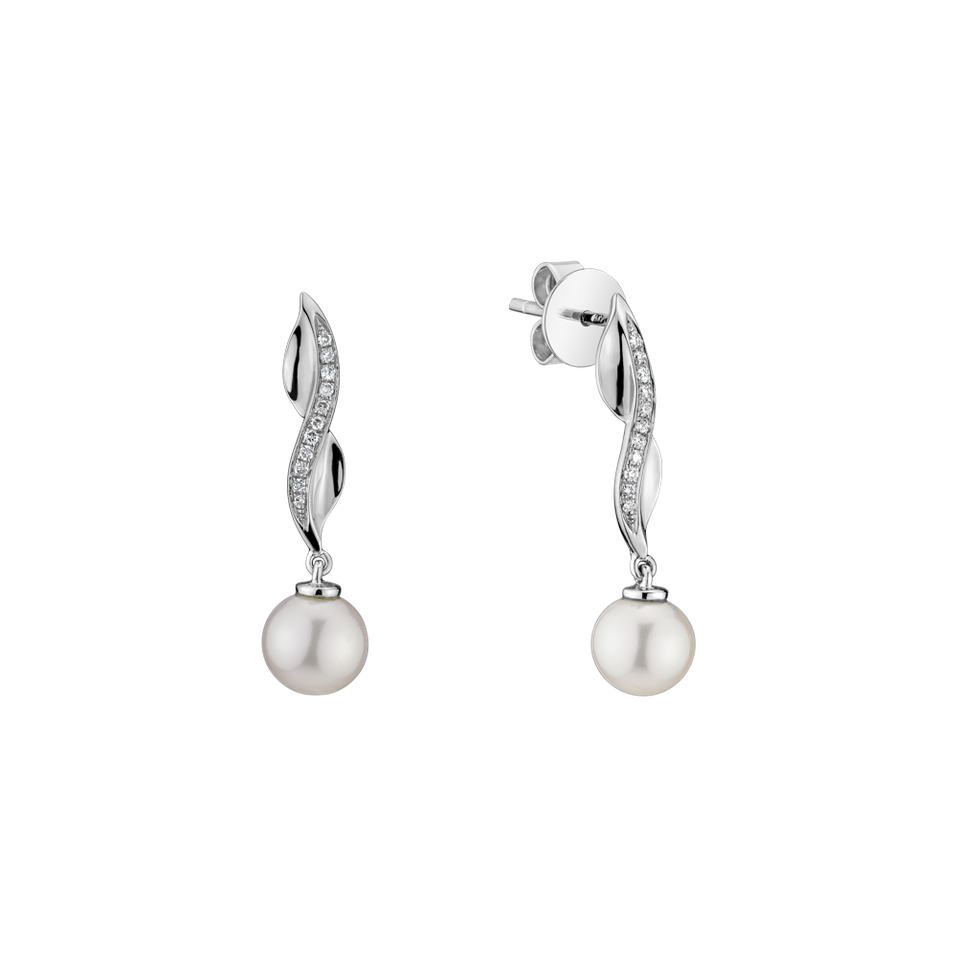 Diamond earrings with Pearl Sea of Tranquility