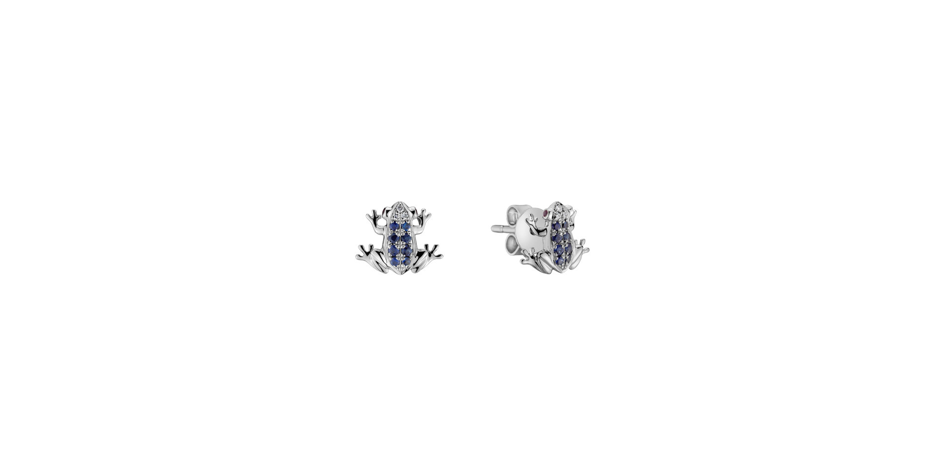 Diamond earrings, Sapphire and Ruby Happy Frog