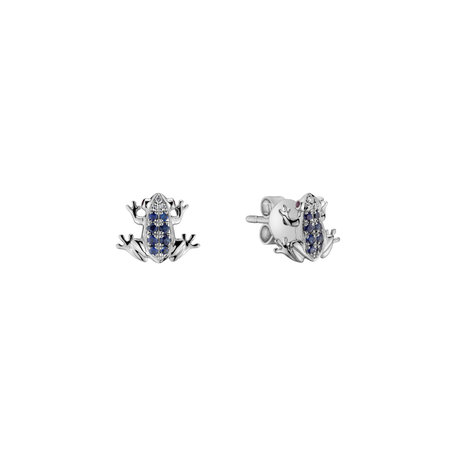 Diamond earrings, Sapphire and Ruby Happy Frog