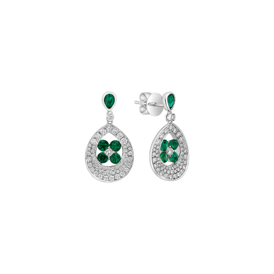 Diamond earrings and Emerald Forest Charm