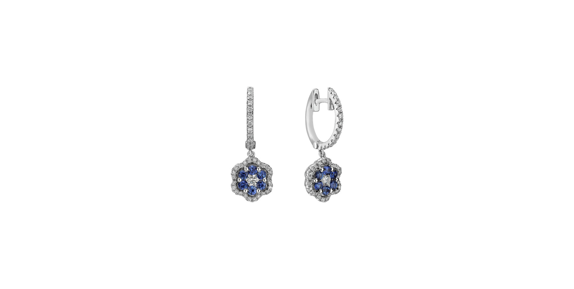 Diamond earrings and Sapphire Blooming Jewellery