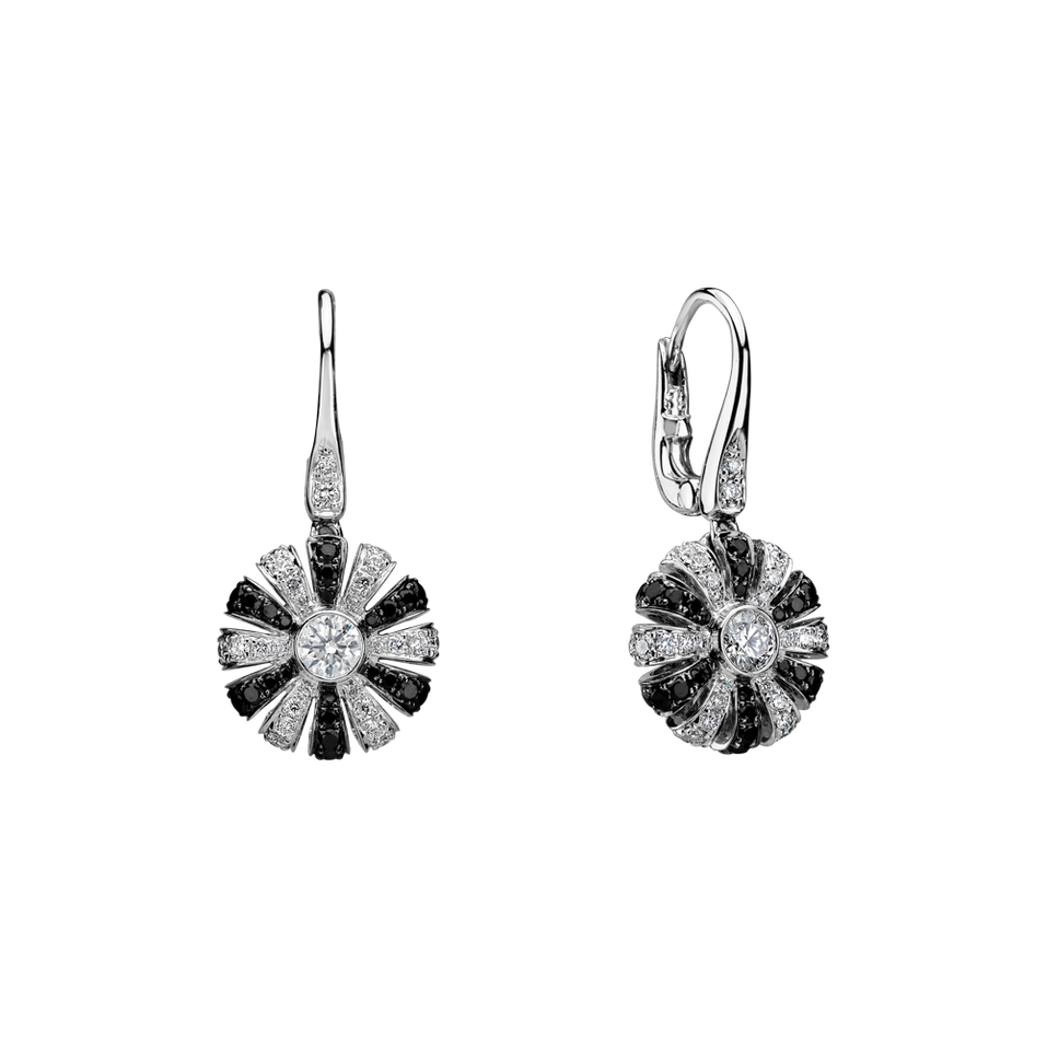 Earrings with black and white diamonds Ieva