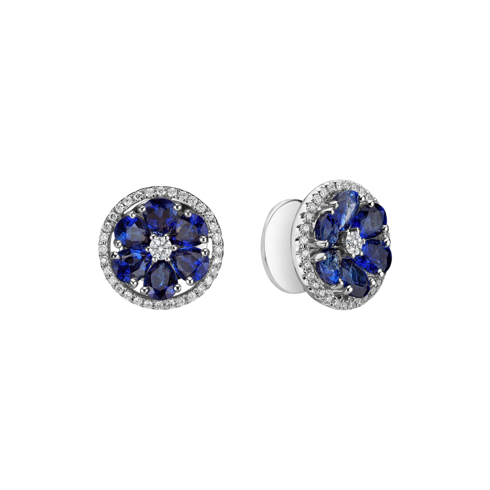 Diamond earrings and Sapphire Sapphire Flowers