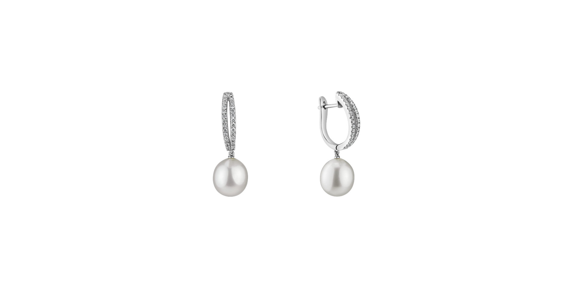 Diamond earrings with Pearl Reyna Pearls