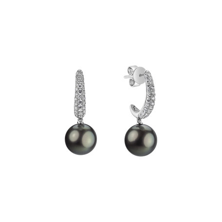 Diamond earrings with Pearl Pearl Poem