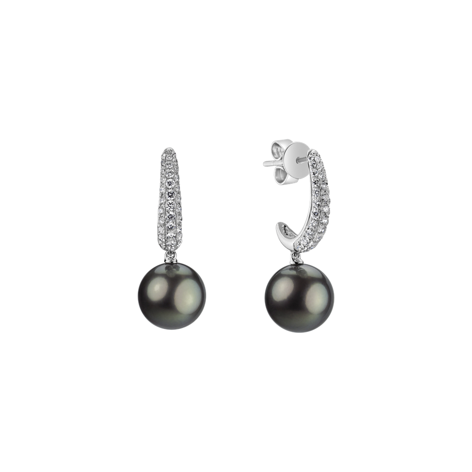 Diamond earrings with Pearl Pearl Poem