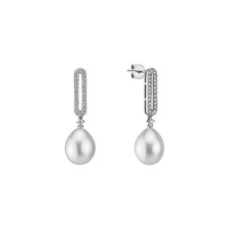 Diamond earrings with Pearl Mystical Siren