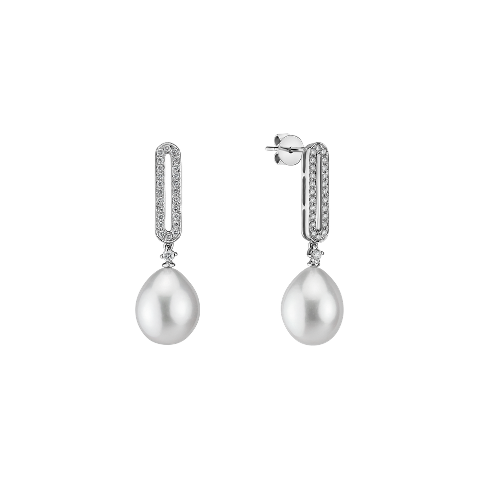 Diamond earrings with Pearl Mystical Siren