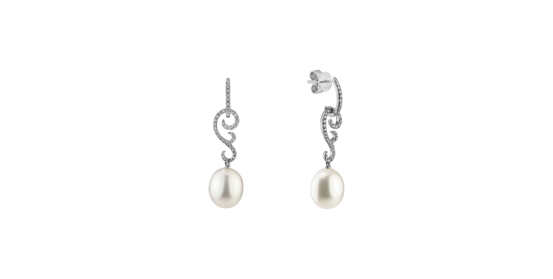 Diamond earrings with Pearl Undersea Secession