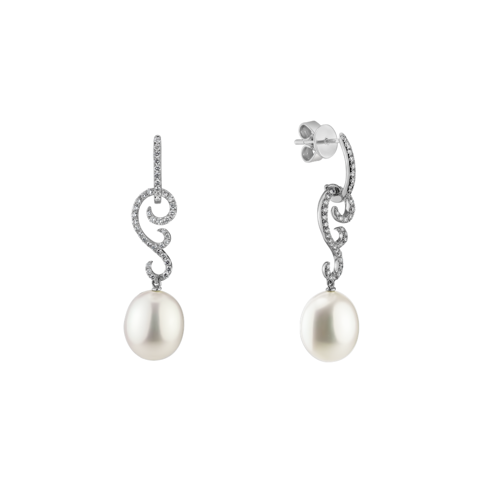 Diamond earrings with Pearl Undersea Secession