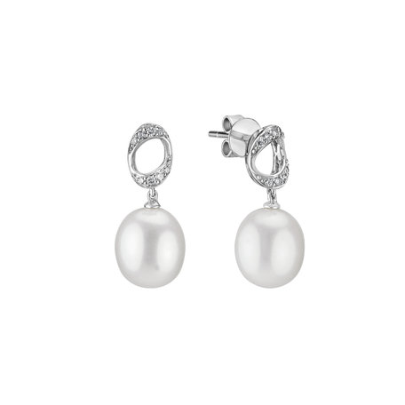 Diamond earrings with Pearl Merrigan