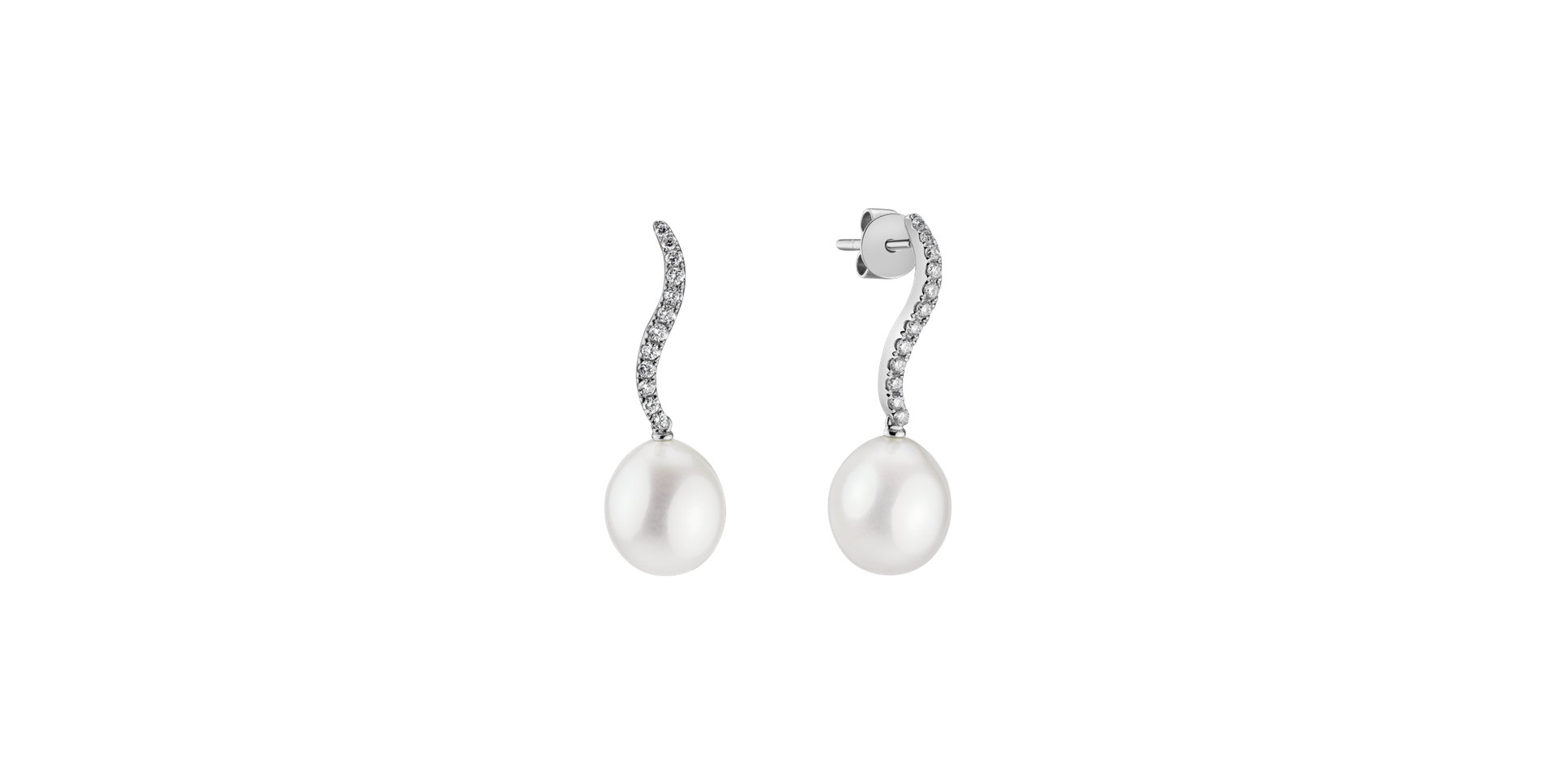 Diamond earrings with Pearl Octavia Wave