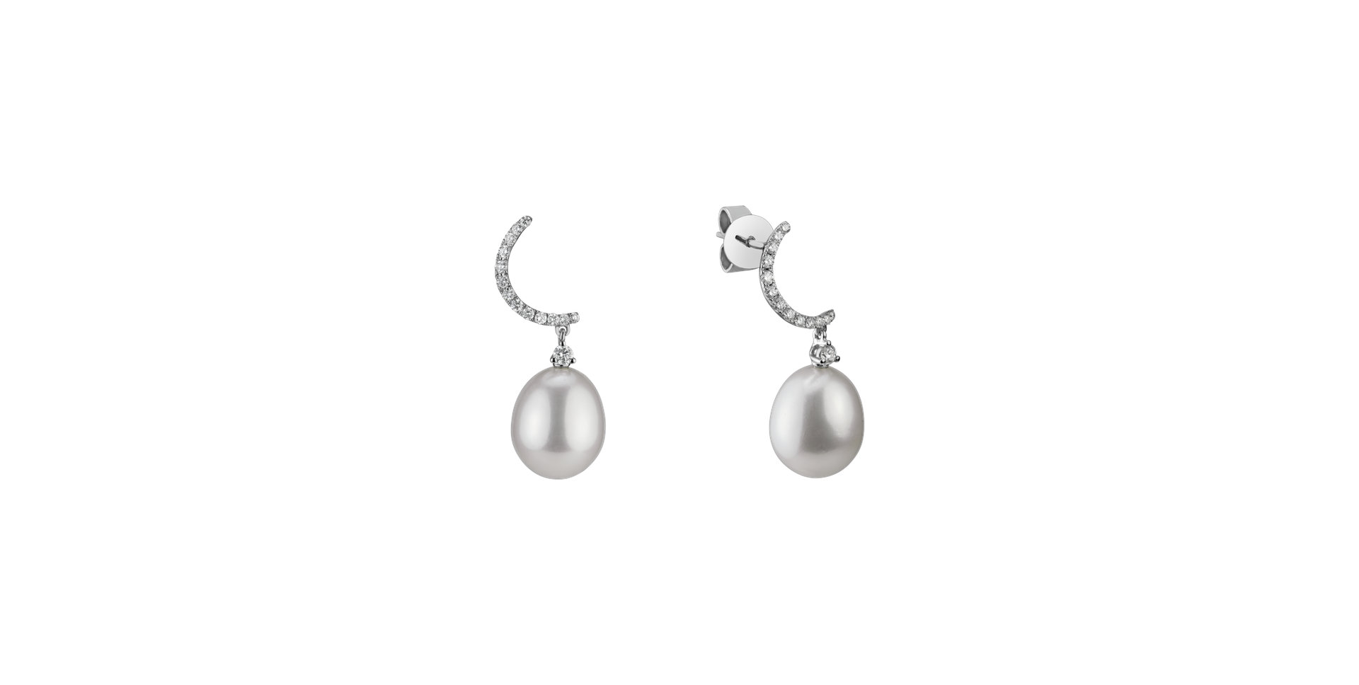 Diamond earrings with Pearl River for Rosana