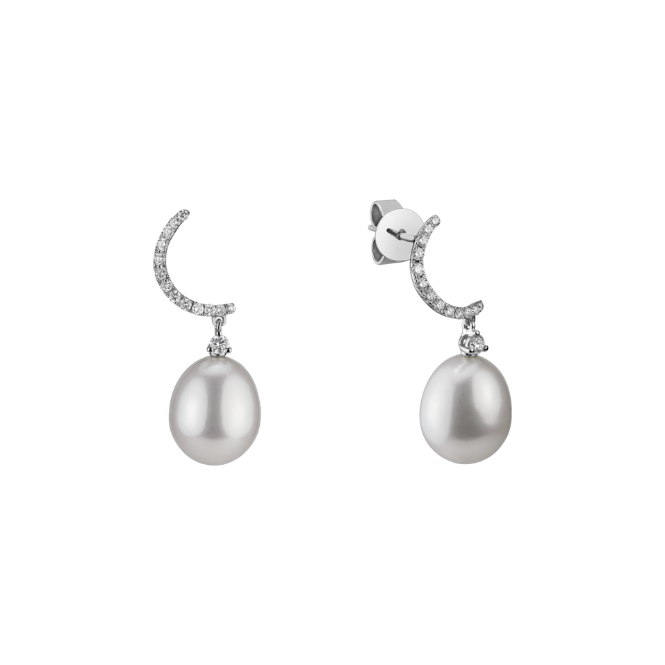 Diamond earrings with Pearl River for Rosana