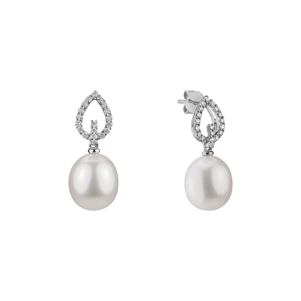 Diamond earrings with Pearl Mariangeles Coast