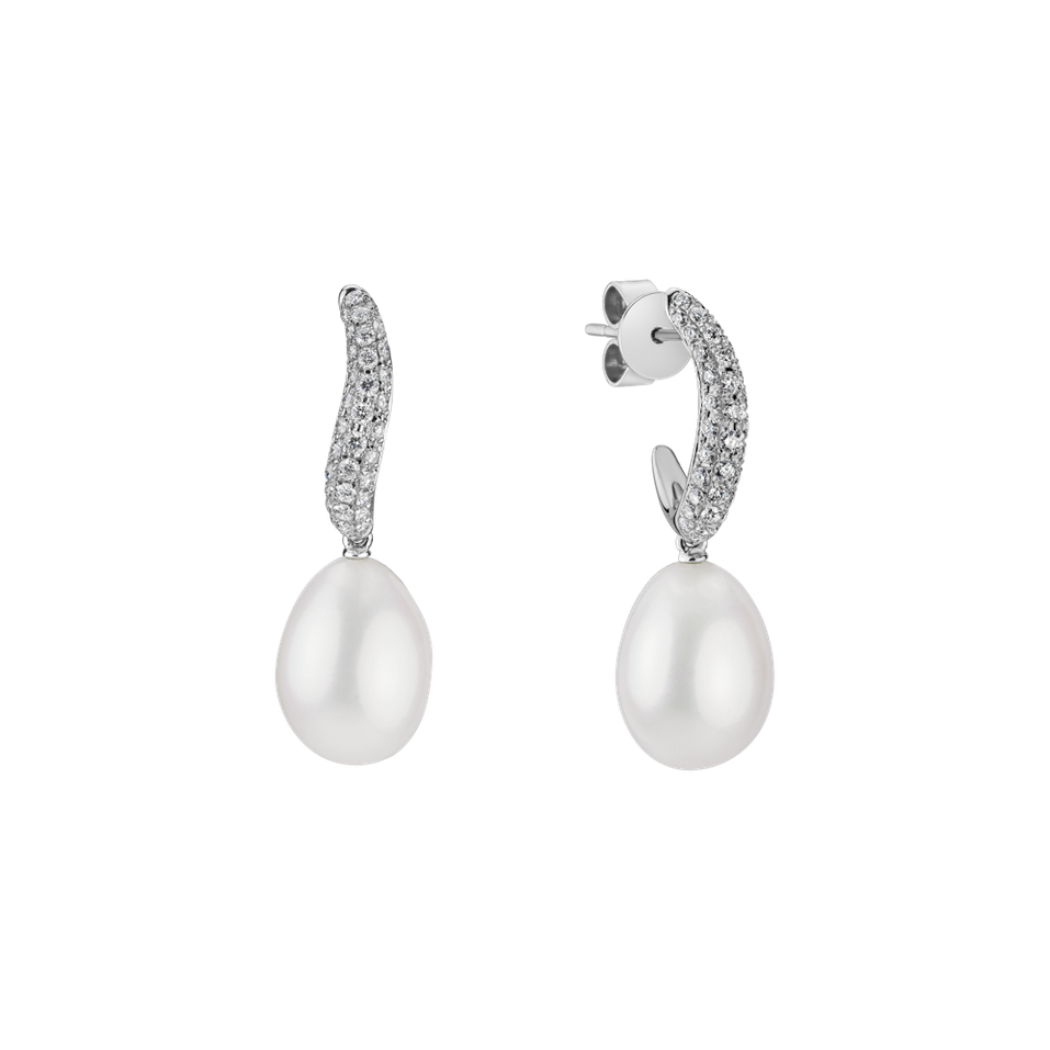 Diamond earrings with Pearl Coast for Margarita