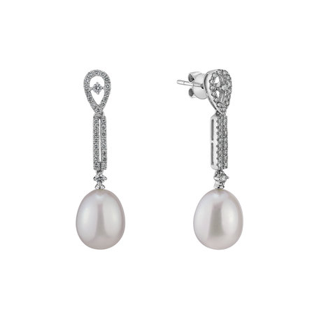 Diamond earrings with Pearl Fragments of Memories
