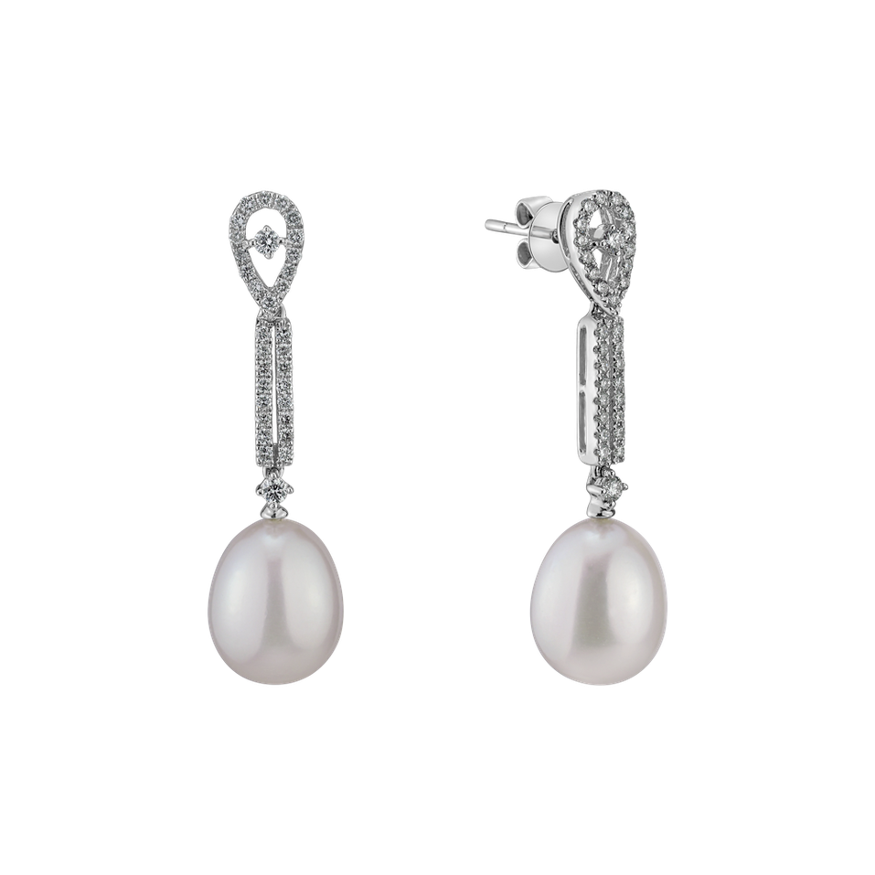 Diamond earrings with Pearl Fragments of Memories