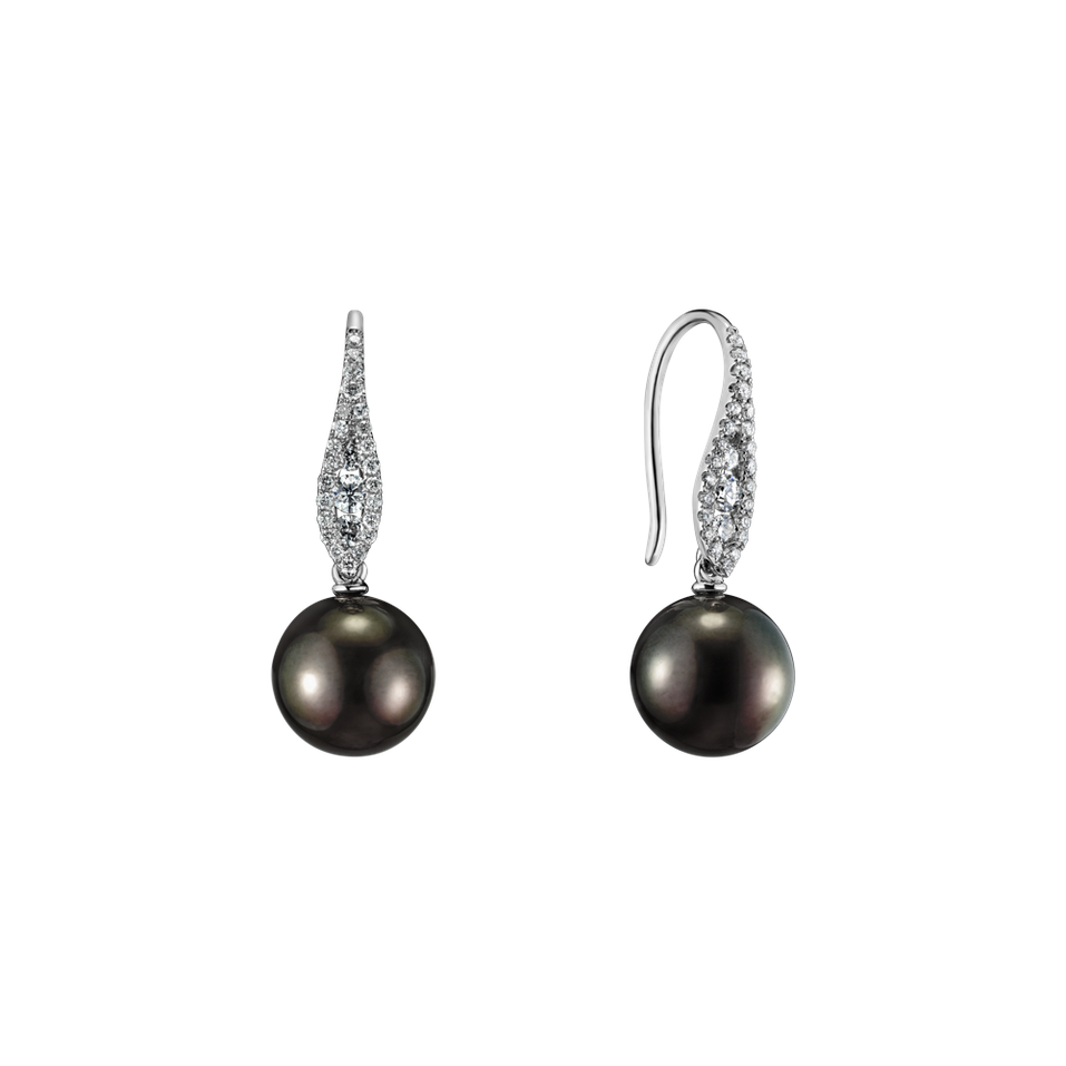 Diamond earrings with Pearl Idle Sea