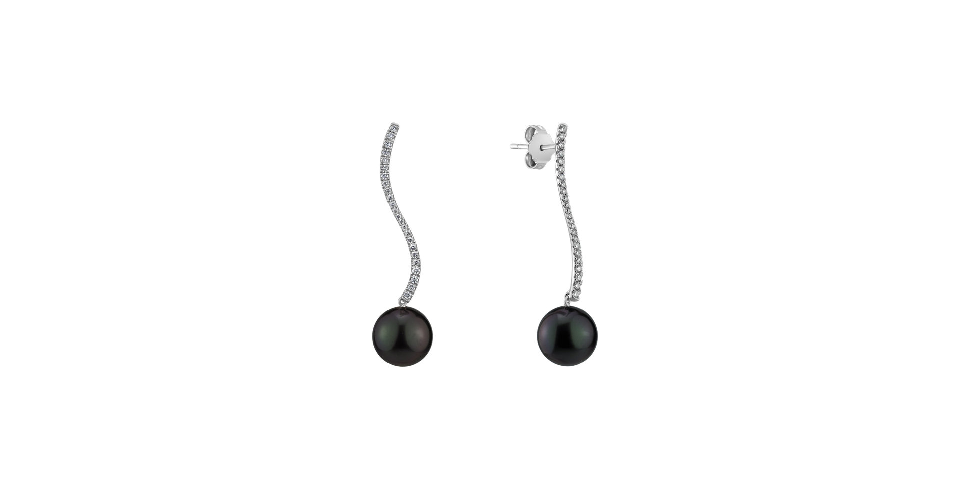 Diamond earrings with Pearl Wave of Darkness