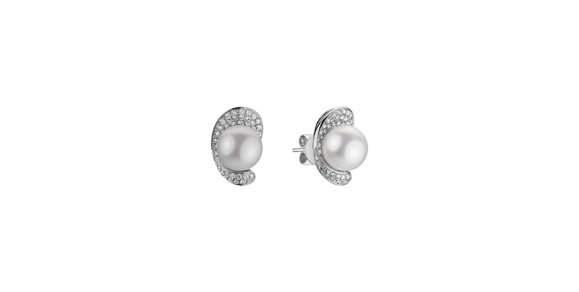 Diamond earrings with Pearl Melodic Pearls