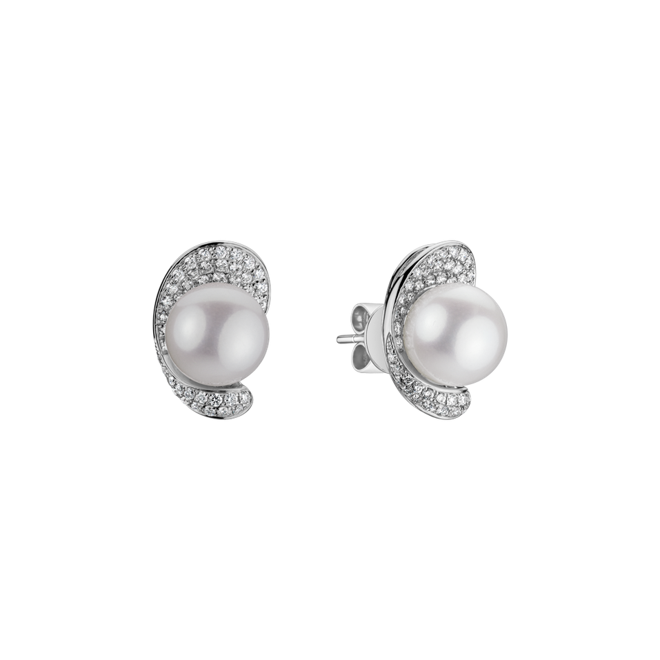 Diamond earrings with Pearl Melodic Pearls