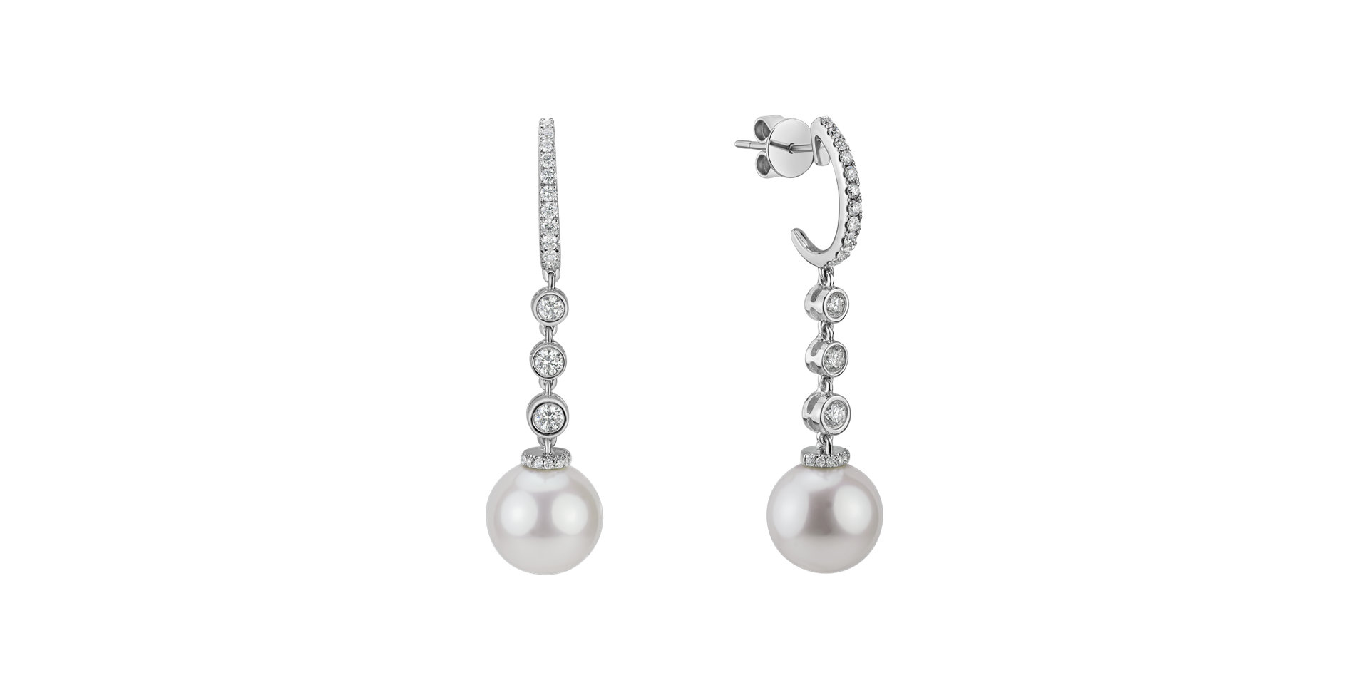 Diamond earrings with Pearl Underwater Luna
