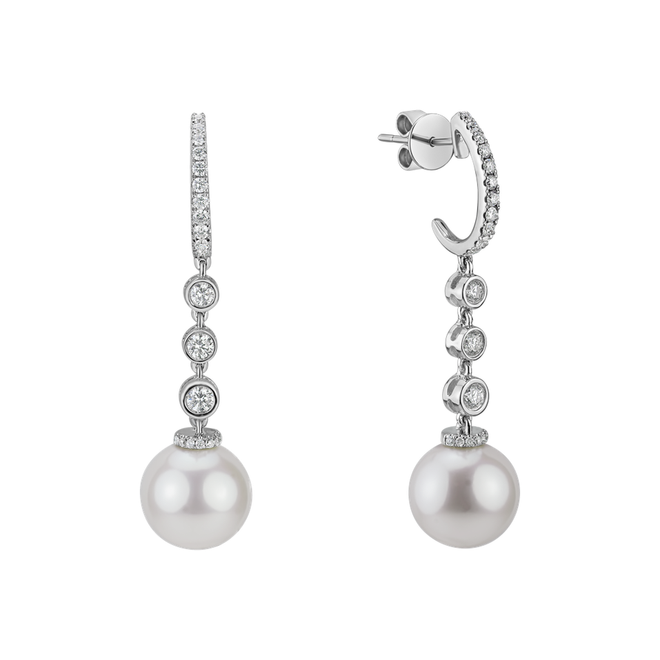 Diamond earrings with Pearl Underwater Luna