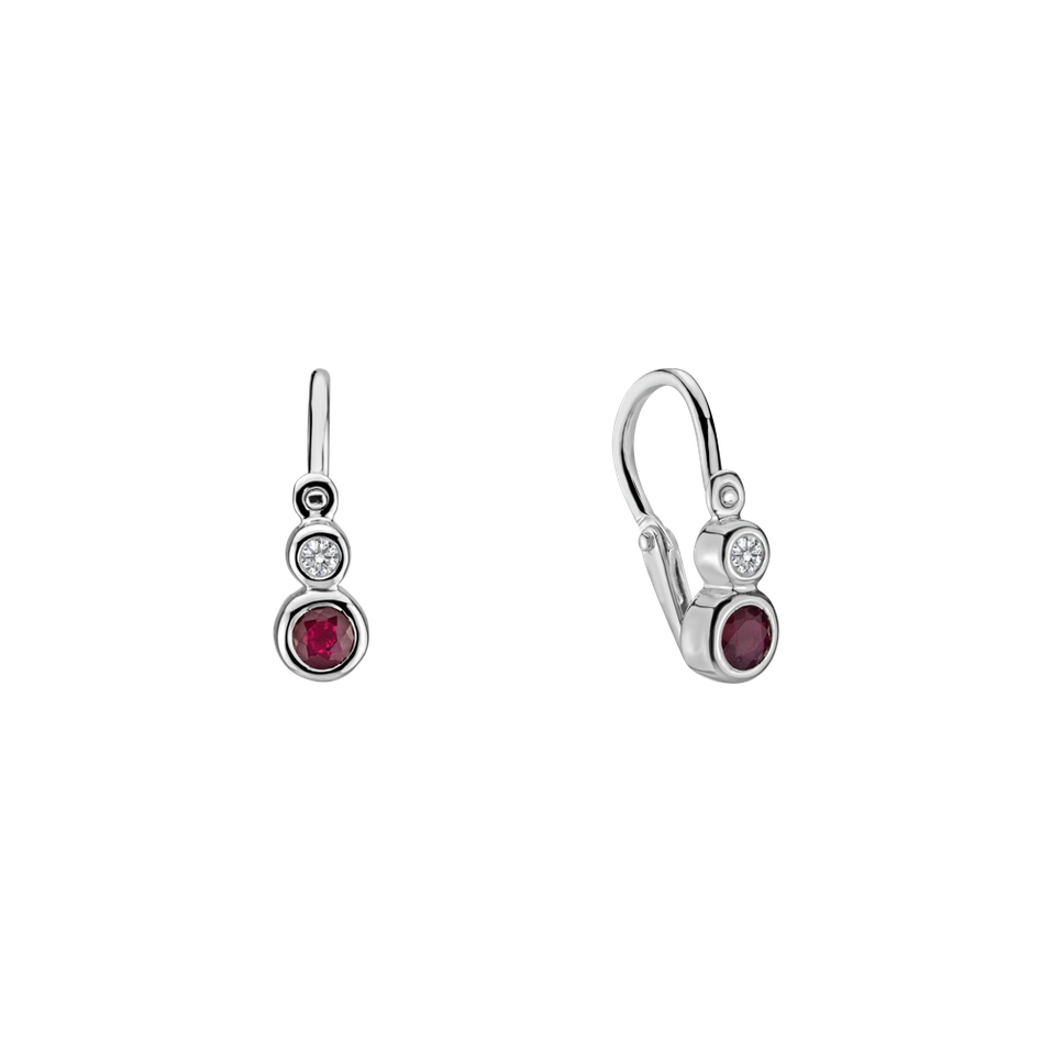Children's diamond earrings with Ruby Dots