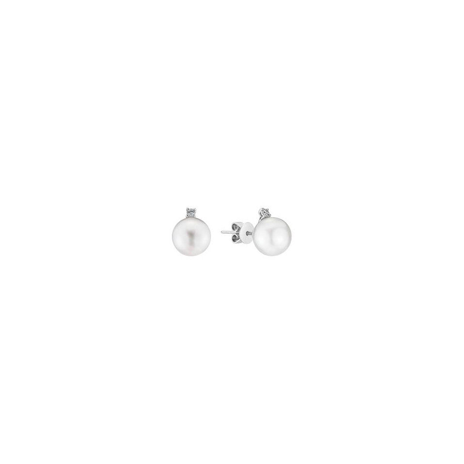 Diamond earrings with Pearl Moony Ocean