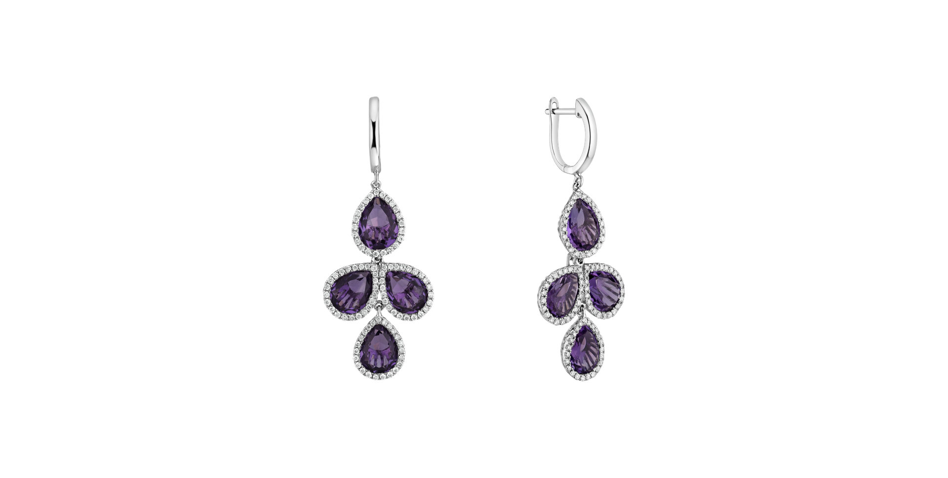 Diamond earrings with Amethyst Charming Princess