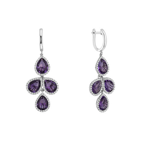 Diamond earrings with Amethyst Charming Princess