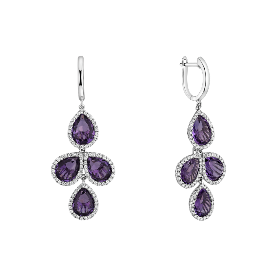 Diamond earrings with Amethyst Charming Princess