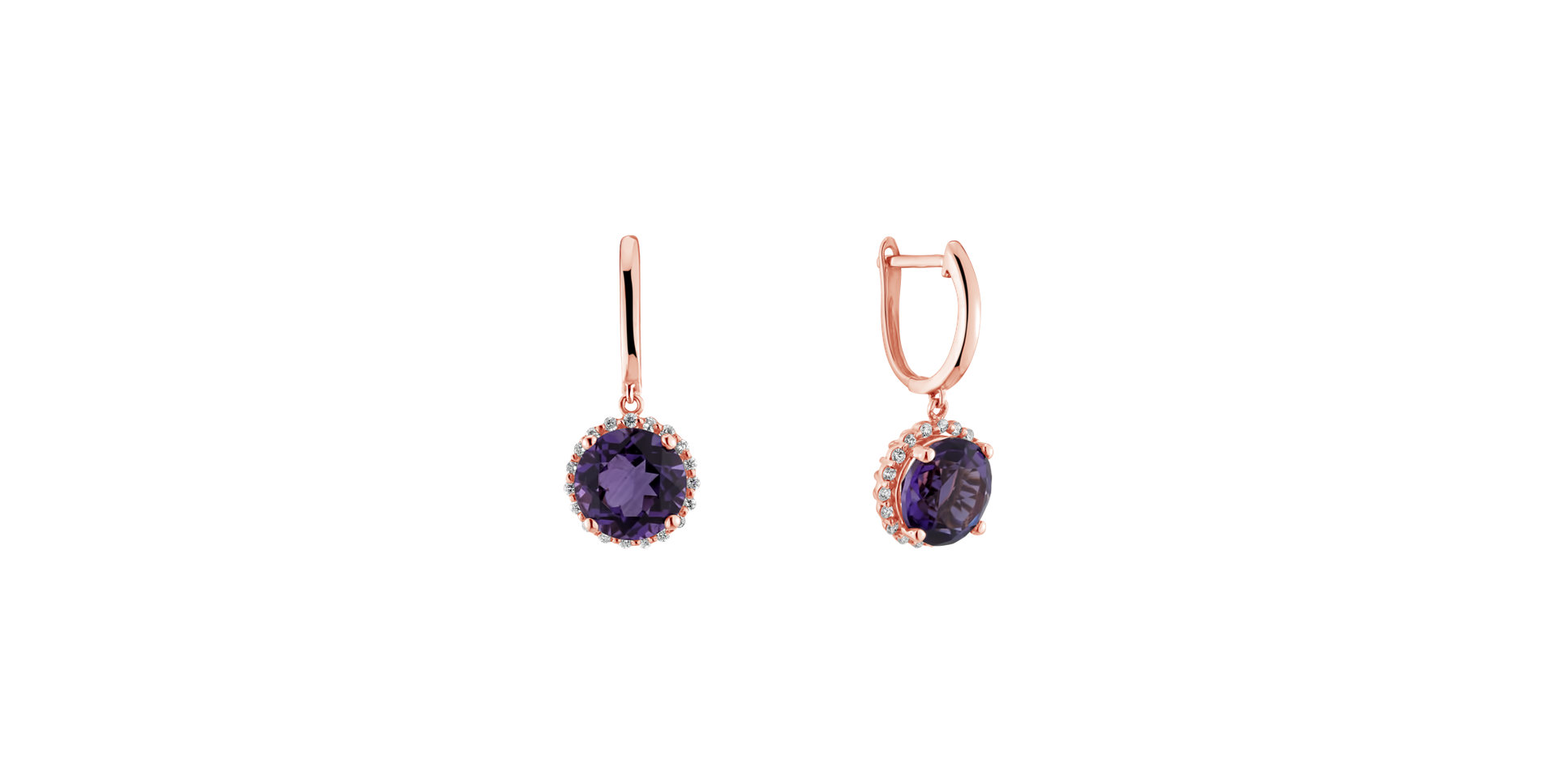 Diamond earrings with Amethyst Imaginary Home