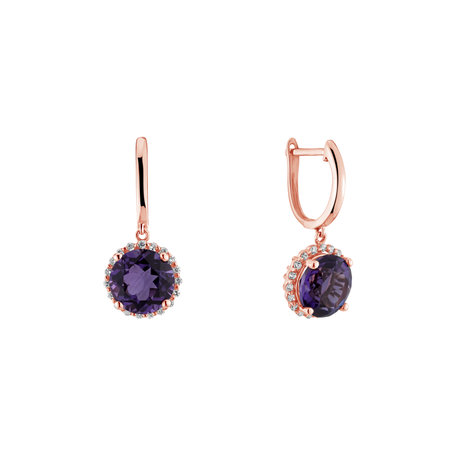 Diamond earrings with Amethyst Imaginary Home