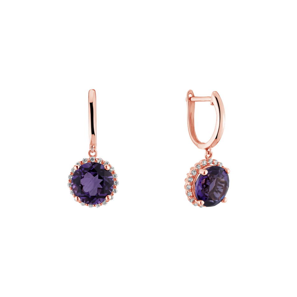 Diamond earrings with Amethyst Imaginary Home