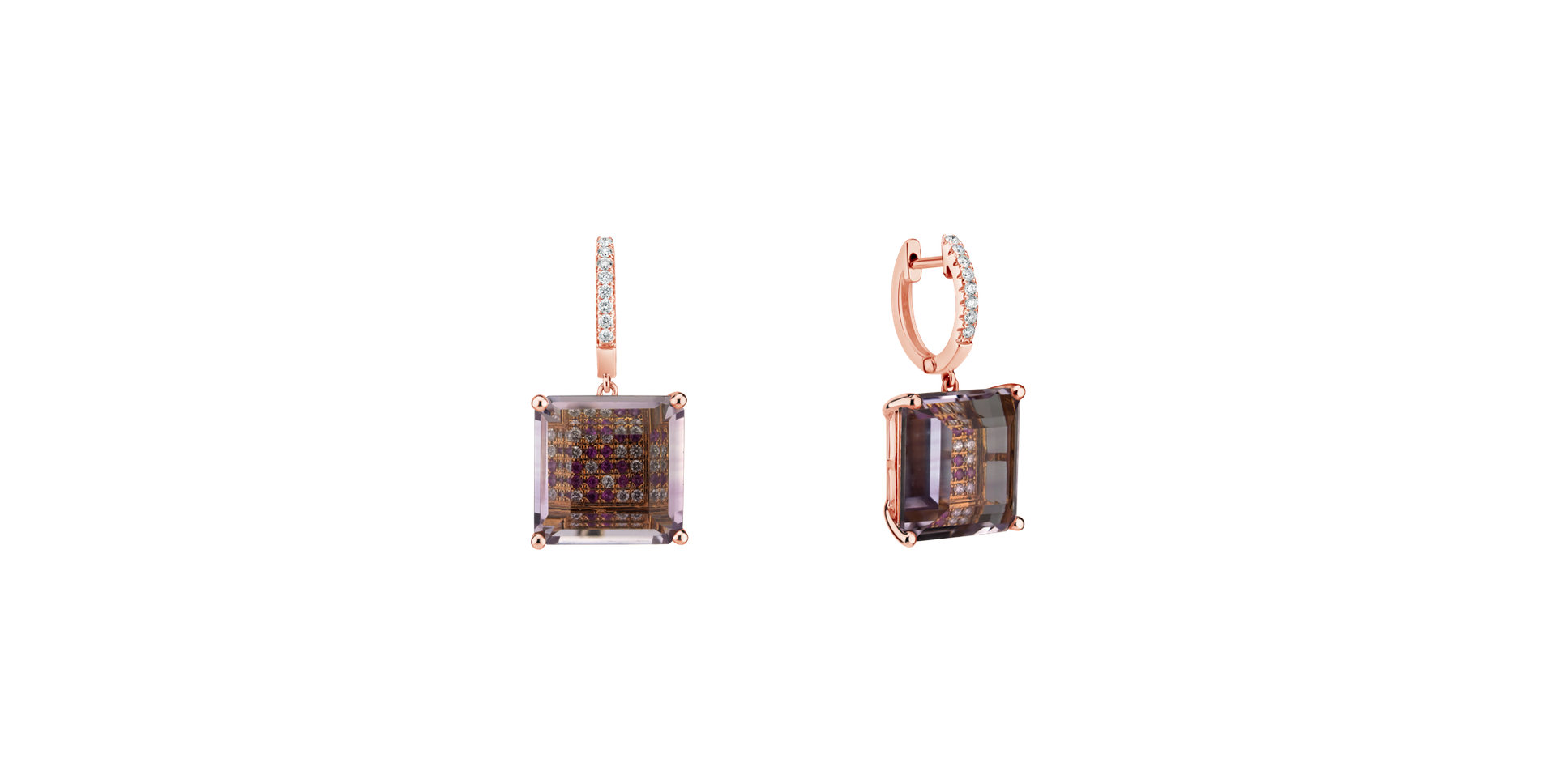 Diamond earrings with Amethyst and Sapphire Aisling