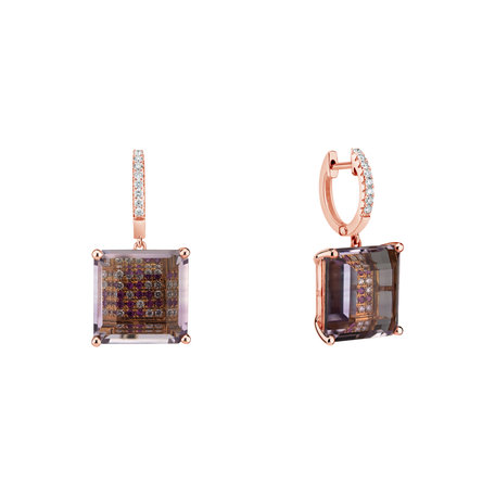 Diamond earrings with Amethyst and Sapphire Aisling