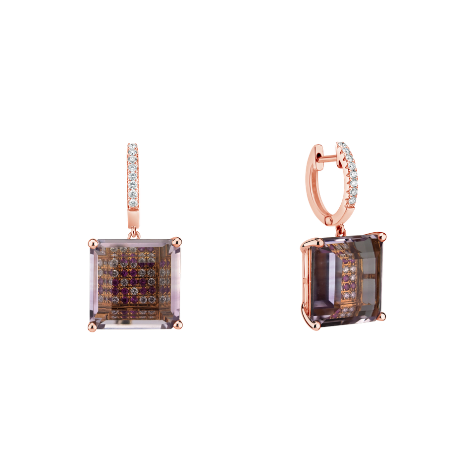 Diamond earrings with Amethyst and Sapphire Aisling