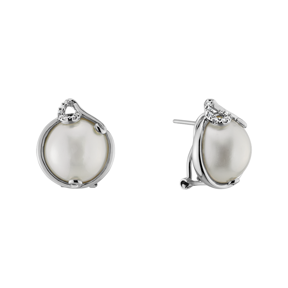 Diamond earrings with Pearl Sea of Attraction