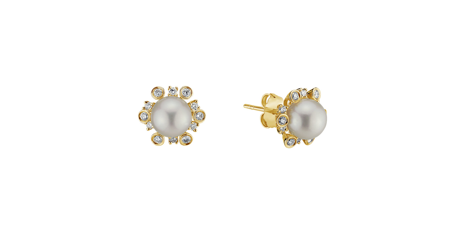 Diamond earrings with Pearl Abeiria