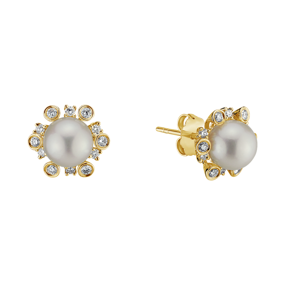 Diamond earrings with Pearl Abeiria